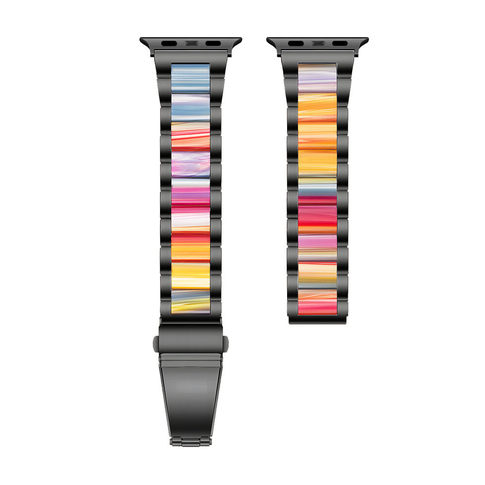 Strap-it Strap-it Bracelet résine-acier Apple Watch (noir/arc-en-ciel) Strap-it Strap-it Bracelet résine-acier Apple Watch (noir/arc-en-ciel)
