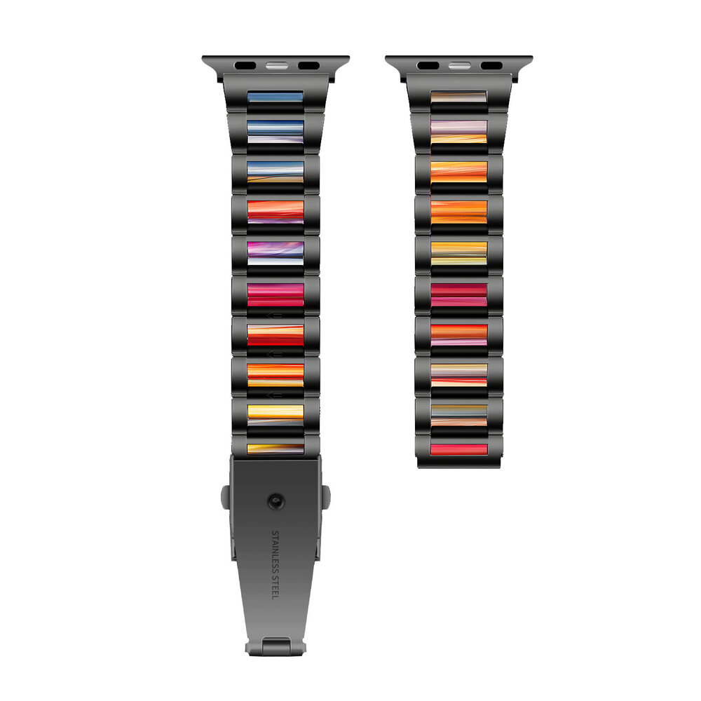 Strap-it Strap-it Bracelet résine-acier Apple Watch (noir/arc-en-ciel) Strap-it Strap-it Bracelet résine-acier Apple Watch (noir/arc-en-ciel)
