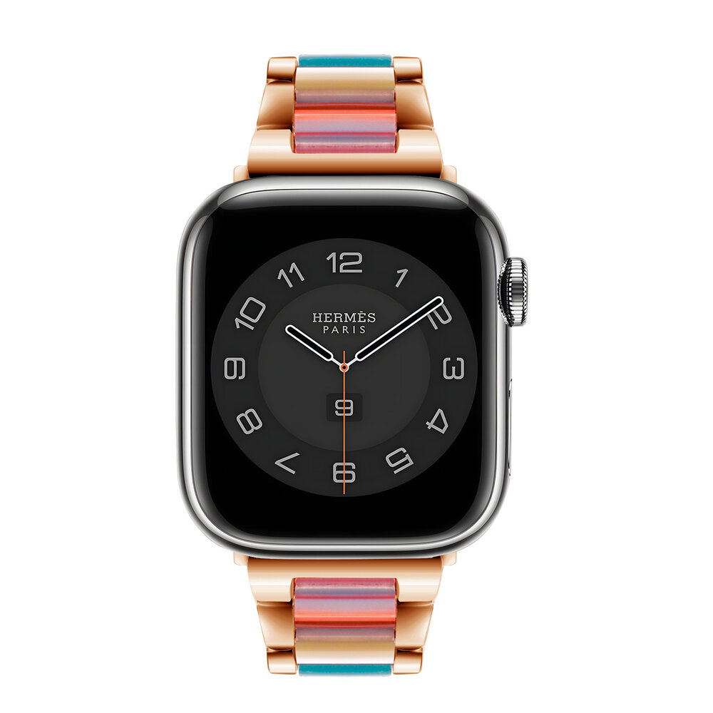 Strap-it Strap-it Bracelet résine-acier Apple Watch (or rose/arc-en-ciel)