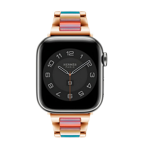 Strap-it Strap-it Bracelet résine-acier Apple Watch (or rose/arc-en-ciel)