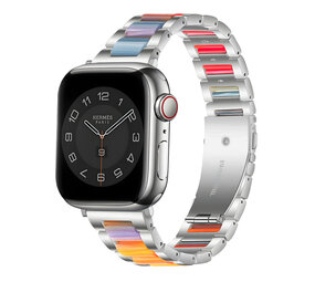 Strap-it Bracelet résine-acier Apple Watch (argent/arc-en-ciel)