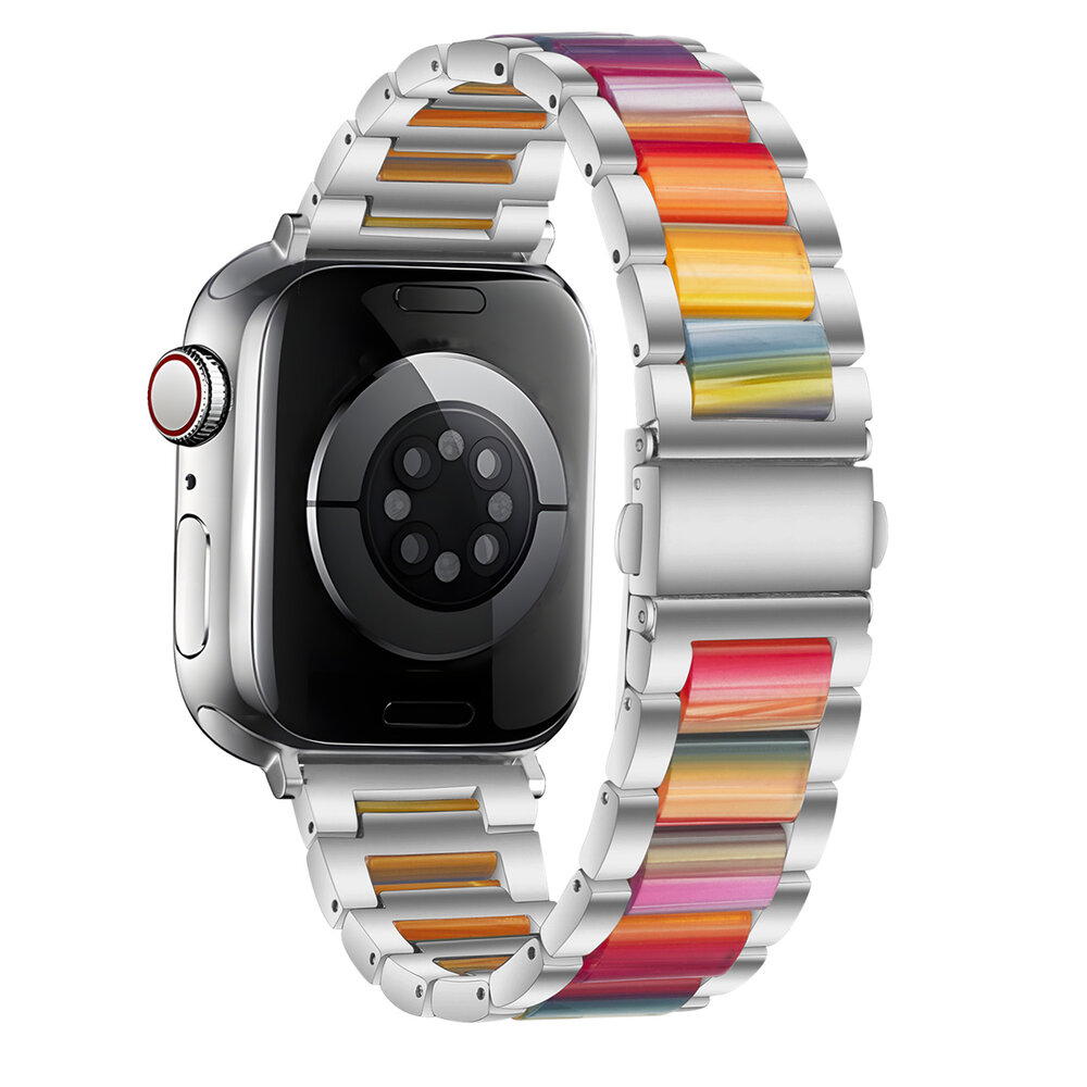 Strap-it Strap-it Bracelet résine-acier Apple Watch (argent/arc-en-ciel)