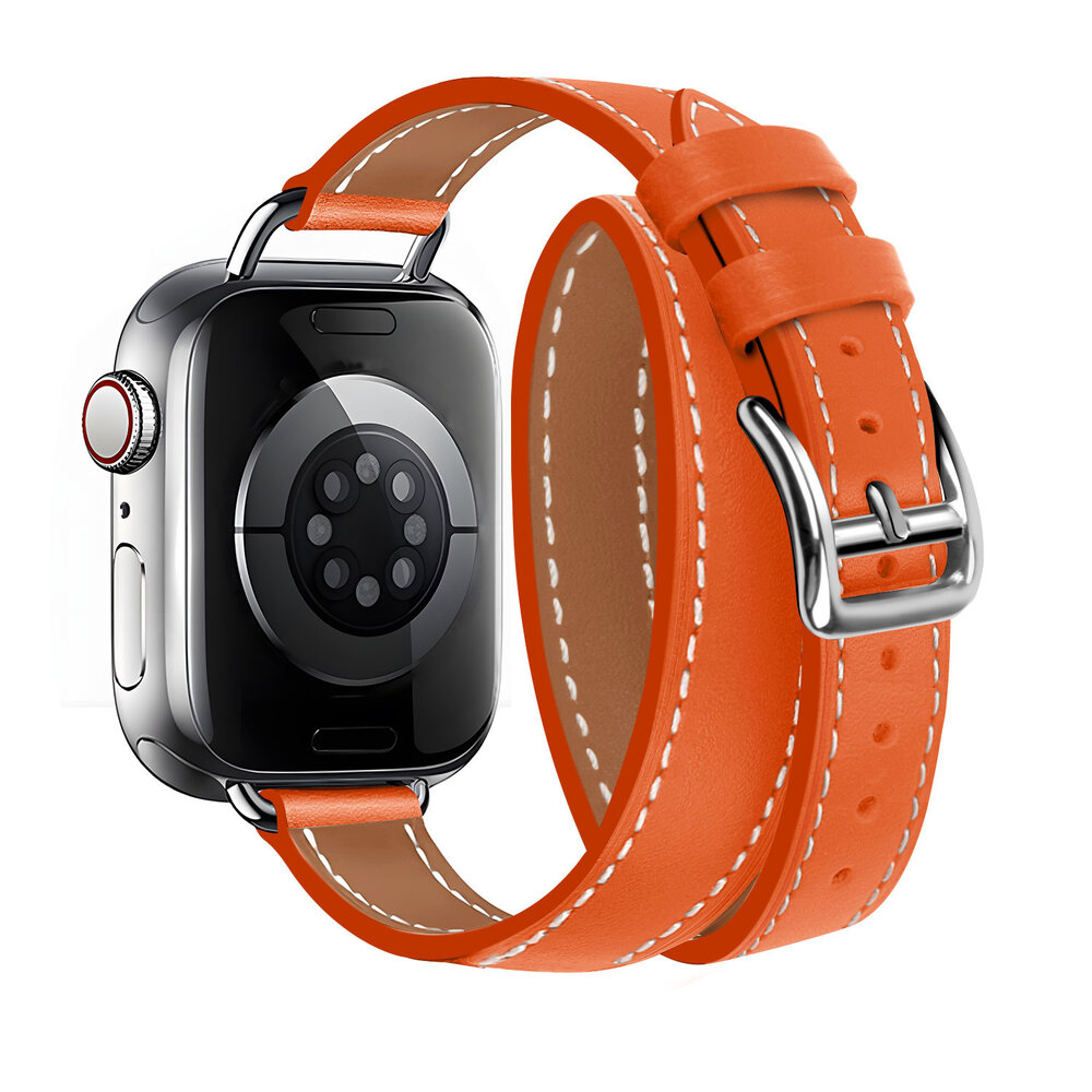 Strap-it Strap-it Bracelet cuir Double Tour Apple Watch (orange)