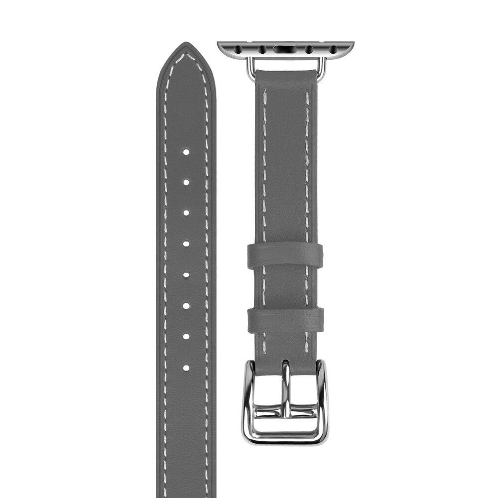 Strap-it Strap-it Bracelet cuir Double Tour Apple Watch (gris) Strap-it Strap-it Bracelet cuir Double Tour Apple Watch (gris)