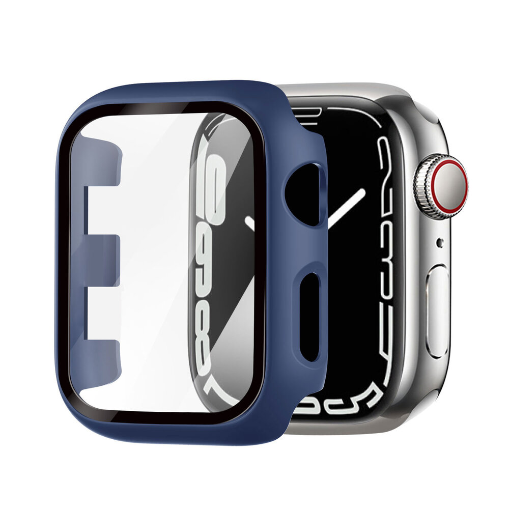 Coque rigide avec verre Apple Watch bleu fonc