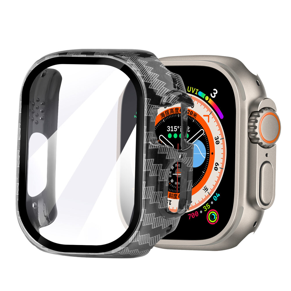 Strap-it Strap-it Coque rigide avec verre Apple Watch Ultra 49mm (fibre de carbone) Strap-it Strap-it Coque rigide avec verre Apple Watch Ultra 49mm (fibre de carbone)