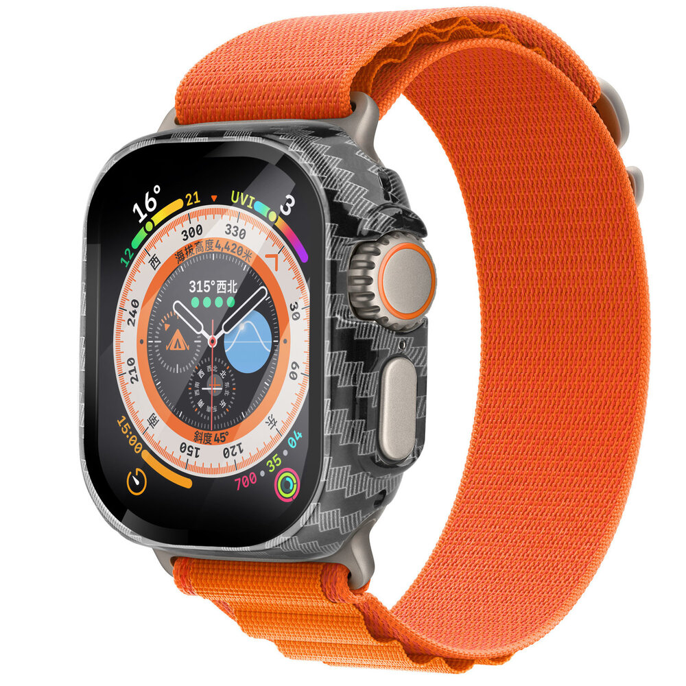 Strap-it Strap-it Coque rigide avec verre Apple Watch Ultra 49mm (fibre de carbone) Strap-it Strap-it Coque rigide avec verre Apple Watch Ultra 49mm (fibre de carbone)