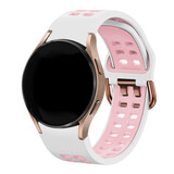 Strap-it Bracelet carrée sport Samsung Galaxy Watch 4 Classic 46mm (blanc/rose)