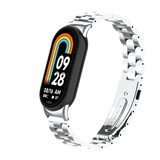 Strap-it Bracelet acier Xiaomi Smart Band 8 (argent)
