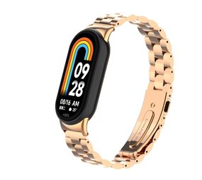 Strap-it Bracelet acier Xiaomi Smart Band 8 (or rose)