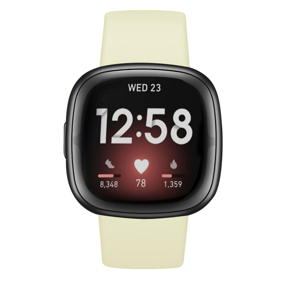 Strap-it Strap-it Bracelet silicone classique Fitbit Sense (jaune pâle)