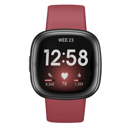 Strap-it Strap-it Bracelet silicone classique Fitbit Sense (vin rouge)