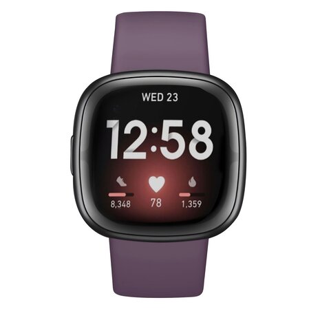 Strap-it Strap-it Bracelet silicone classique Fitbit Versa 3 (violet foncé)