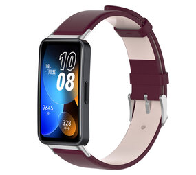 Strap-it Bracelet cuir Huawei Band 8 (vin rouge)