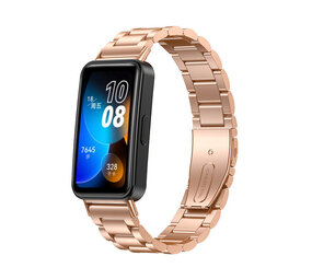 Strap-it Bracelet acier Huawei Band 8 (or rose)