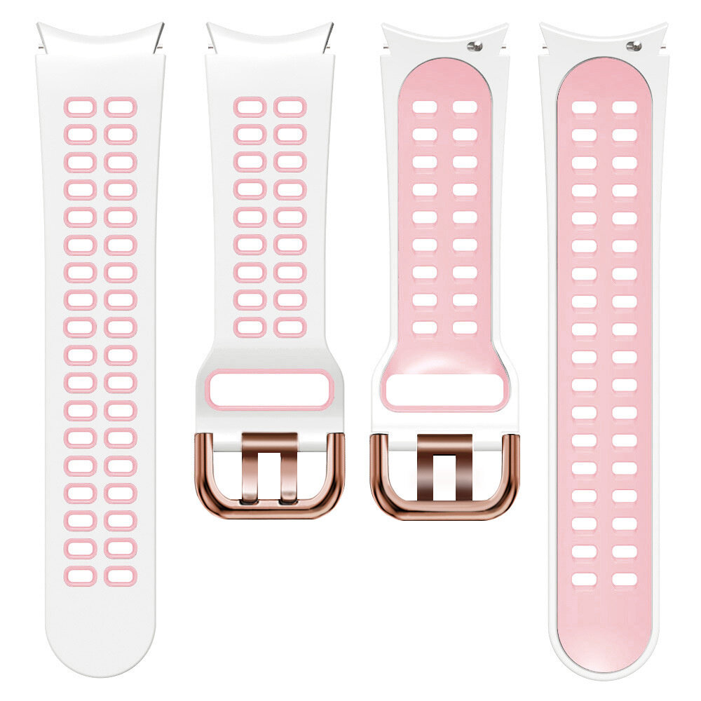 Strap-it Strap-it Bracelet sport carré Samsung Galaxy Watch 6 - 40mm (blanc/rose) Strap-it Strap-it Bracelet sport carré Samsung Galaxy Watch 6 - 40mm (blanc/rose)