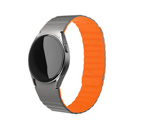 Strap-it Bracelet silicone magnétique Samsung Galaxy Watch 6 - 44mm (gris/orange)