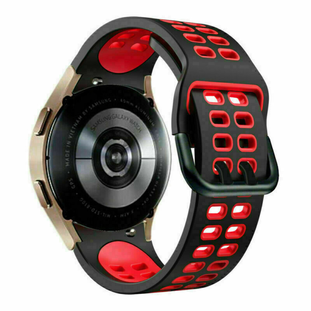 Strap-it Strap-it Bracelet sport carré Samsung Galaxy Watch 6 - 44mm (noir/rouge)