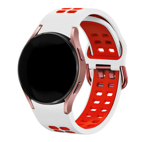 Strap-it Strap-it Bracelet sport carré Samsung Galaxy Watch 6 Classic 43mm (blanc/rouge)