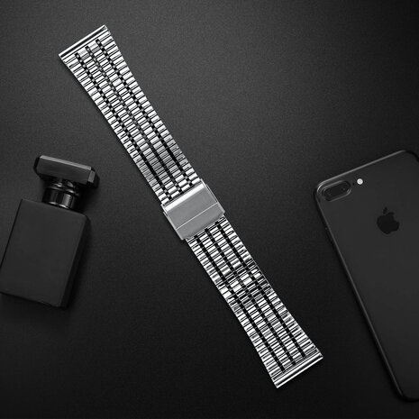 Strap-it Strap-it Bracelet acier raffiné Samsung Galaxy Watch 6 Classic 47mm (argent/noir)