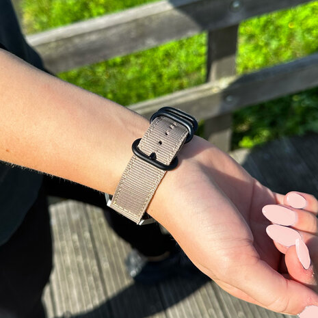 Strap-it Strap-it Bracelet nylon boucle Samsung Galaxy Watch 4 Classic 42mm (kaki)