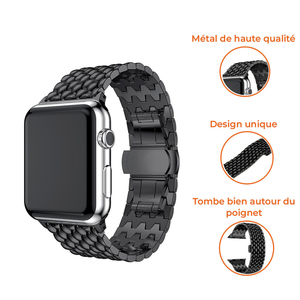 Strap-it Strap-it Bracelet acier dragon Apple Watch (noir)