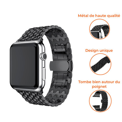 Strap-it Strap-it Bracelet acier dragon Apple Watch (noir)