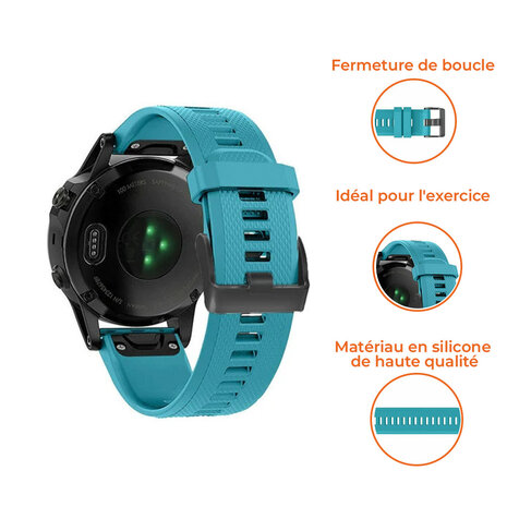 Bracelet silicone Garmin Fenix ​​​​5 / 6 (bleu clair) 