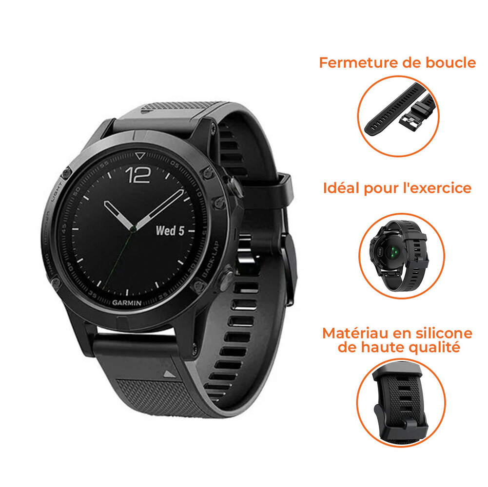 Strap-it Strap-it Bracelet silicone Garmin Fenix ​​​​5 / 6 (noir)