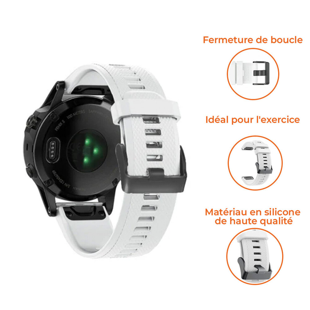 Strap-it Strap-it Bracelet silicone Garmin Fenix ​​​​5/ 6  (blanc)