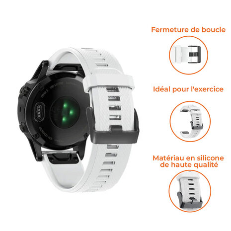 Strap-it Strap-it Bracelet silicone Garmin Fenix ​​​​5/ 6  (blanc)
