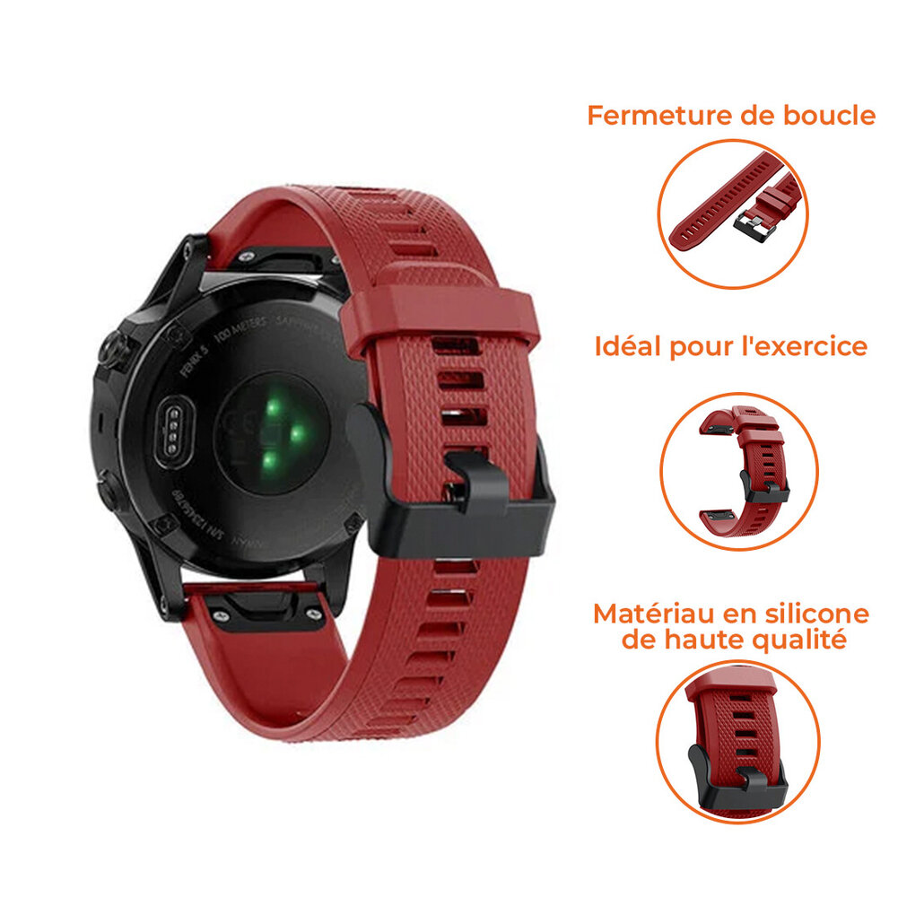 Strap-it Strap-it Bracelet silicone Garmin Fenix ​​​​5 / 6 (rouge)