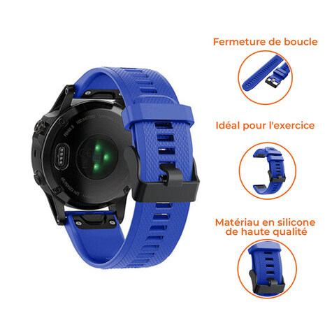 Bracelet silicone Garmin Fenix ​​​​5 / 6 (bleu) 