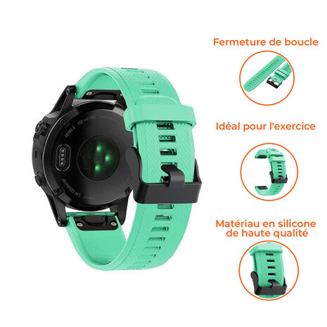 Strap-it Strap-it Bracelet silicone Garmin Fenix ​​​​5 / 6 (aqua)