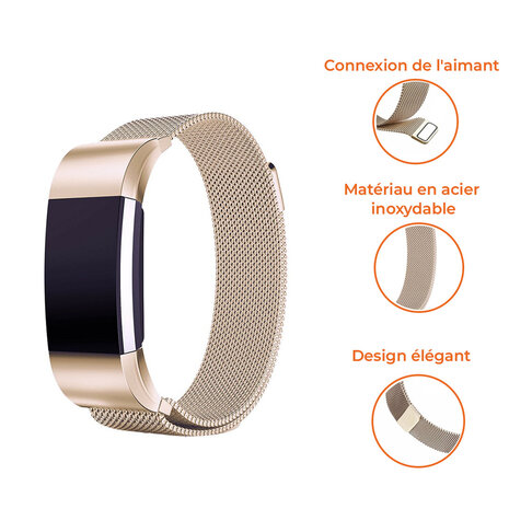 Strap-it Strap-it Bracelet Milanais Fitbit Charge 2 (champagne) Strap-it Strap-it Bracelet Milanais Fitbit Charge 2 (champagne)