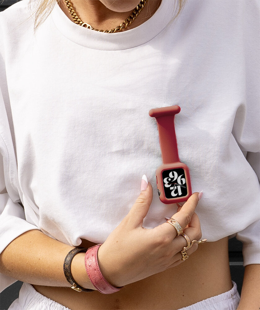 Strap-it Strap-it Apple Watch bracelet pour infirmière avec coque (rouge) Strap-it Strap-it Apple Watch bracelet pour infirmière avec coque (rouge)