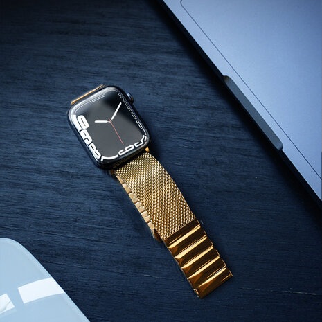 Strap-it Strap-it Bracelet acier Milanais Apple Watch (or)