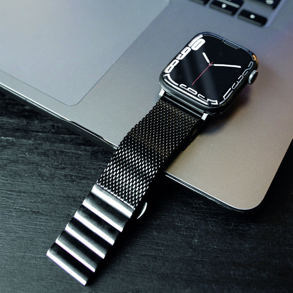 Strap-it Strap-it Bracelet acier milanais Apple Watch Ultra (noir)