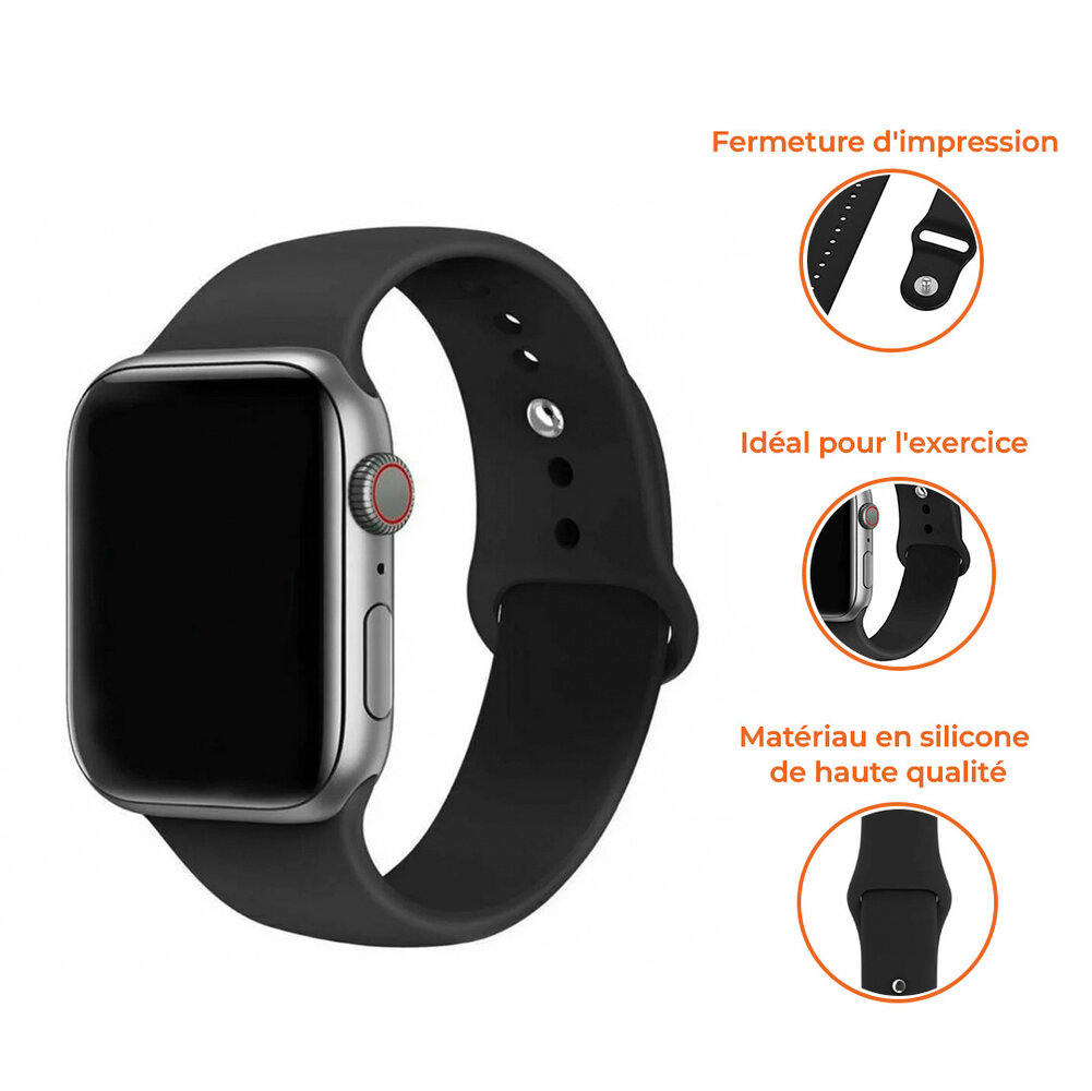 Strap-it Strap-it Bracelet silicone Apple Watch (noir)