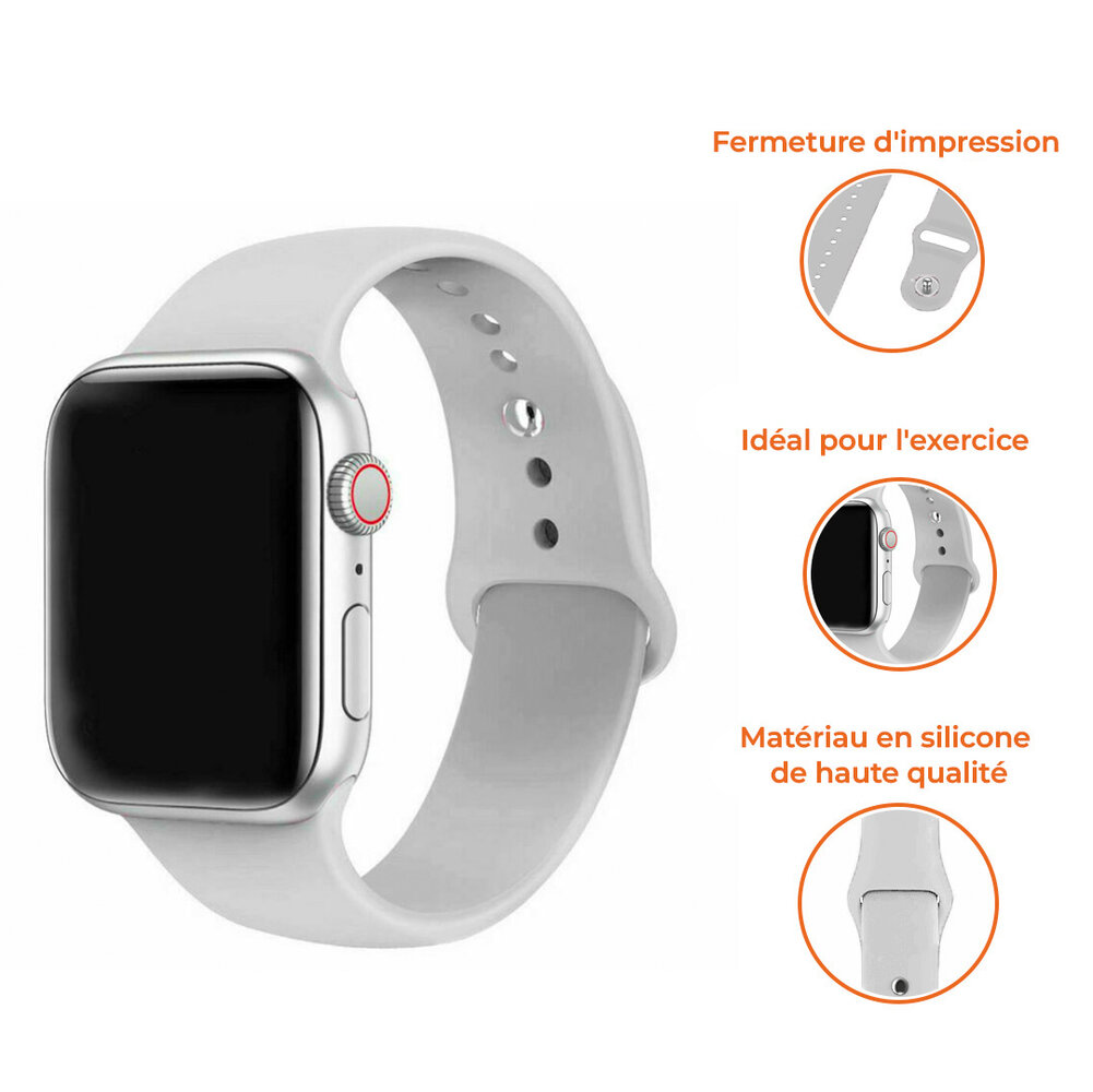 Strap-it Strap-it Bracelet silicone Apple Watch (gris)