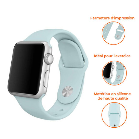 Strap-it Strap-it Bracelet silicone Apple Watch (bleu clair)