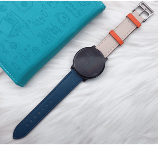 Strap-it Strap-it Bracelet cuir Xiaomi Watch S1 (blanc/bleu foncé)