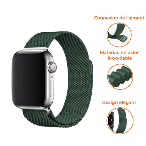 Strap-it Strap-it Bracelet Milanais Apple Watch (vert foncé)