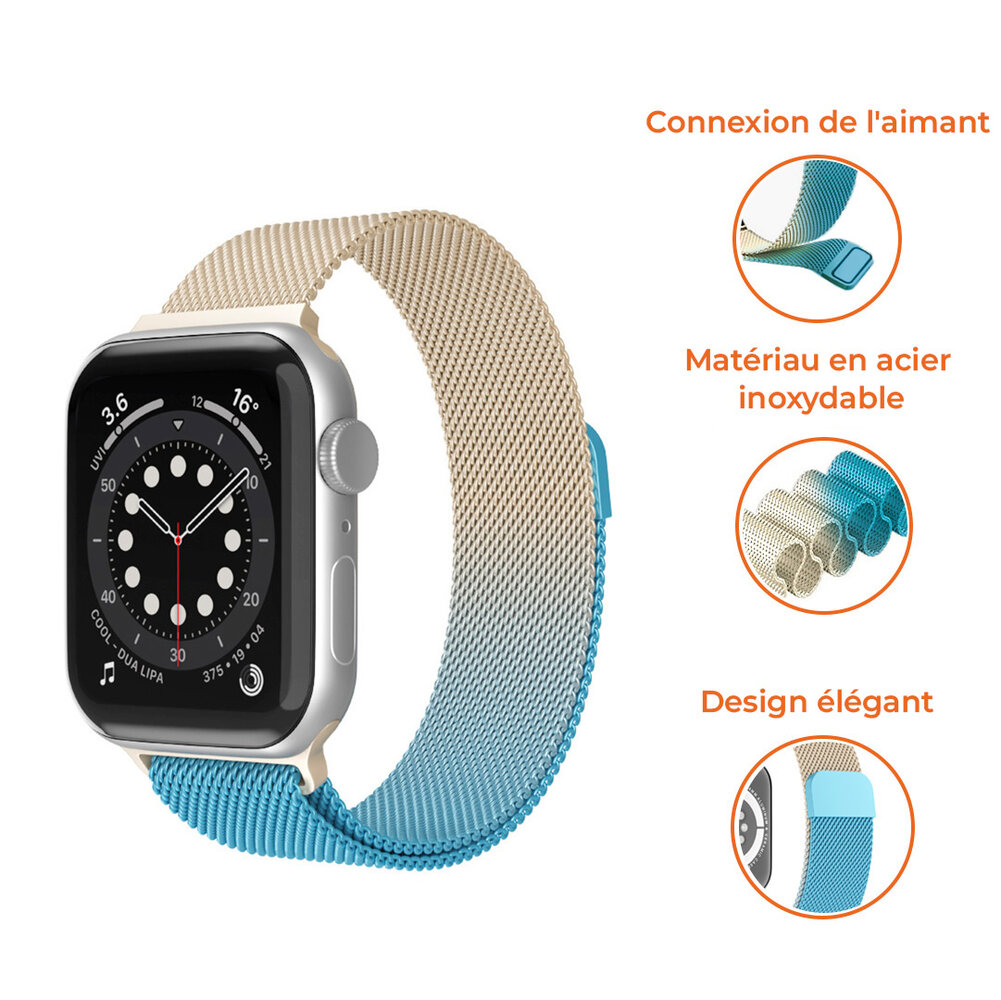 Strap-it Strap-it Bracelet Milanais Apple Watch (or/bleu) Strap-it Strap-it Bracelet Milanais Apple Watch (or/bleu)