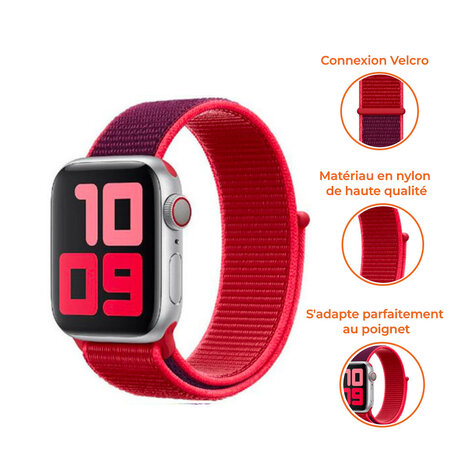Strap-it Strap-it Bracelet nylon Apple Watch (violet/rouge)