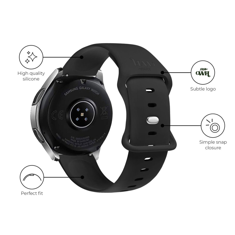 xoxo Wildhearts xoxo Wildhearts Huawei Watch GT 3 42mm bracelet en silicone (noir) xoxo Wildhearts xoxo Wildhearts Huawei Watch GT 3 42mm bracelet en silicone (noir)