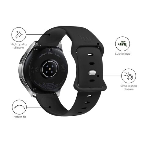 xoxo Wildhearts xoxo Wildhearts Samsung Galaxy Watch 4 44mm bracelet en silicone (noir) xoxo Wildhearts xoxo Wildhearts Samsung Galaxy Watch 4 44mm bracelet en silicone (noir)