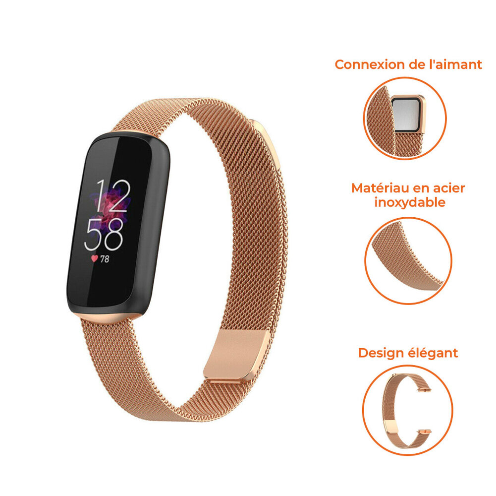 Strap-it Strap-it Bracelet Milanais Fitbit Luxe (or rose)