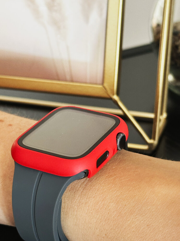 Strap-it Strap-it Coque rigide avec verre Apple Watch (rouge)