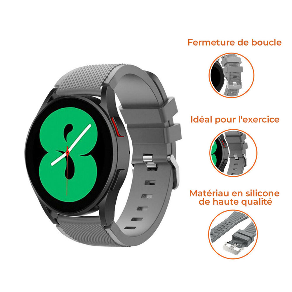 Strap-it Strap-it Bracelet silicone Samsung Galaxy Watch 4 44mm (gris)